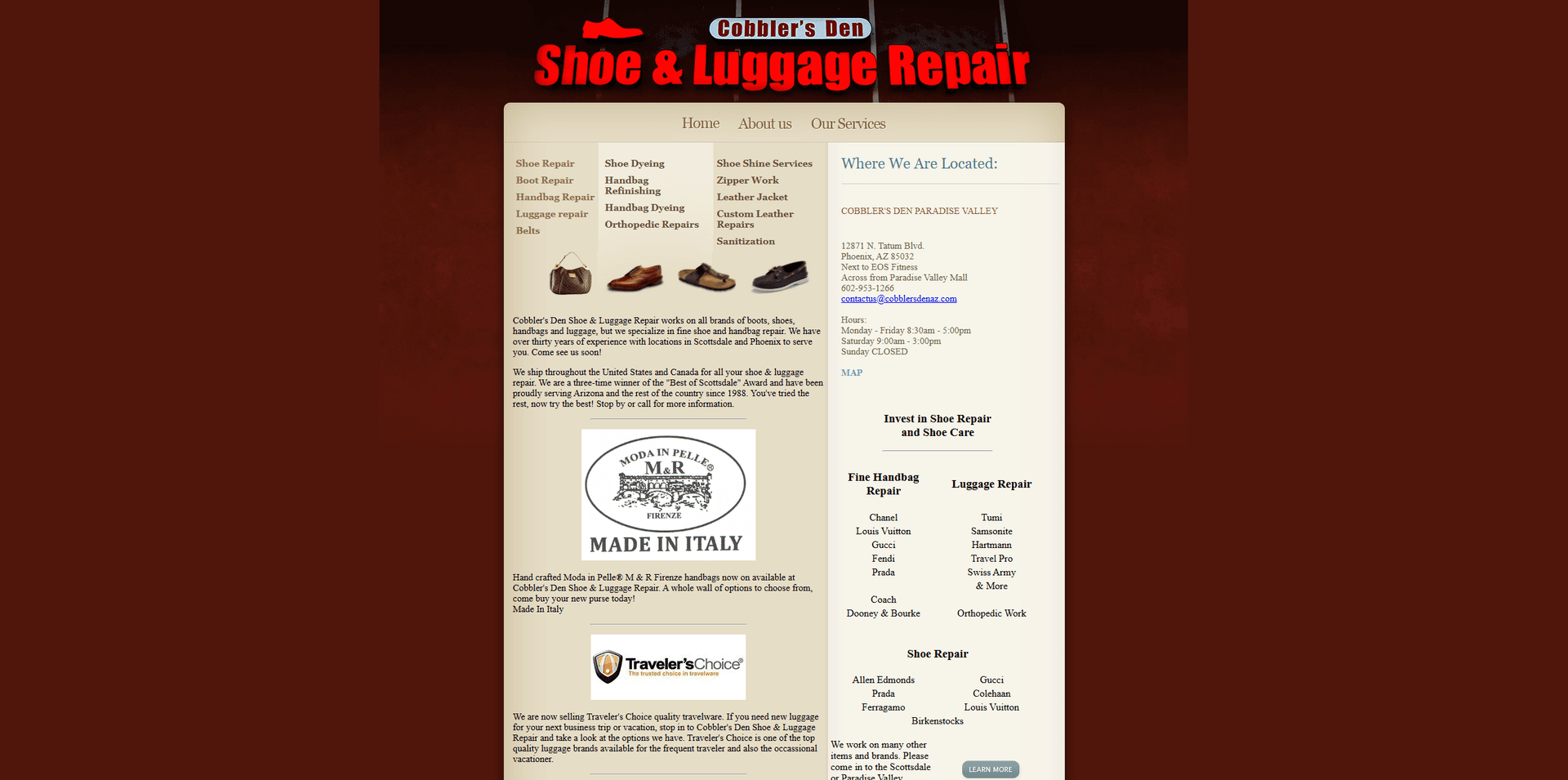 Cobblers Den Shoe & Luggage Repair — Managed Web Services